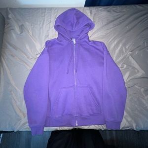 purple h&m zip up hoodie